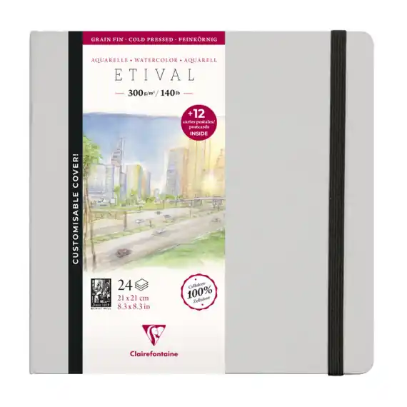 Clairefontaine Etival watercolour book 21×21 300gr Direct Beschikbaar