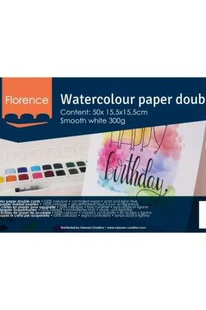 Flitsaanbieding Vaessen Creative Florence watercolor paper double cards – 15.5×15.5cm smooth white 300gr
