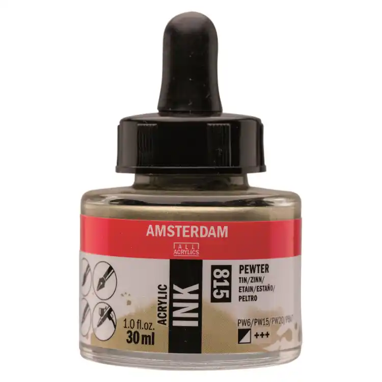 Amsterdam acrylic ink 30ml – 815 tin Op = Op
