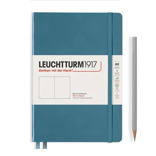 Leuchtturm1917 medium – blanco – stone blue Premium