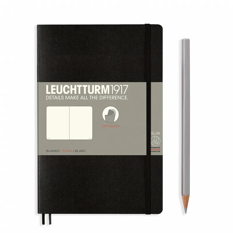 Leuchtturm1917 soft cover B6+ – blanco – black Snelle Levering