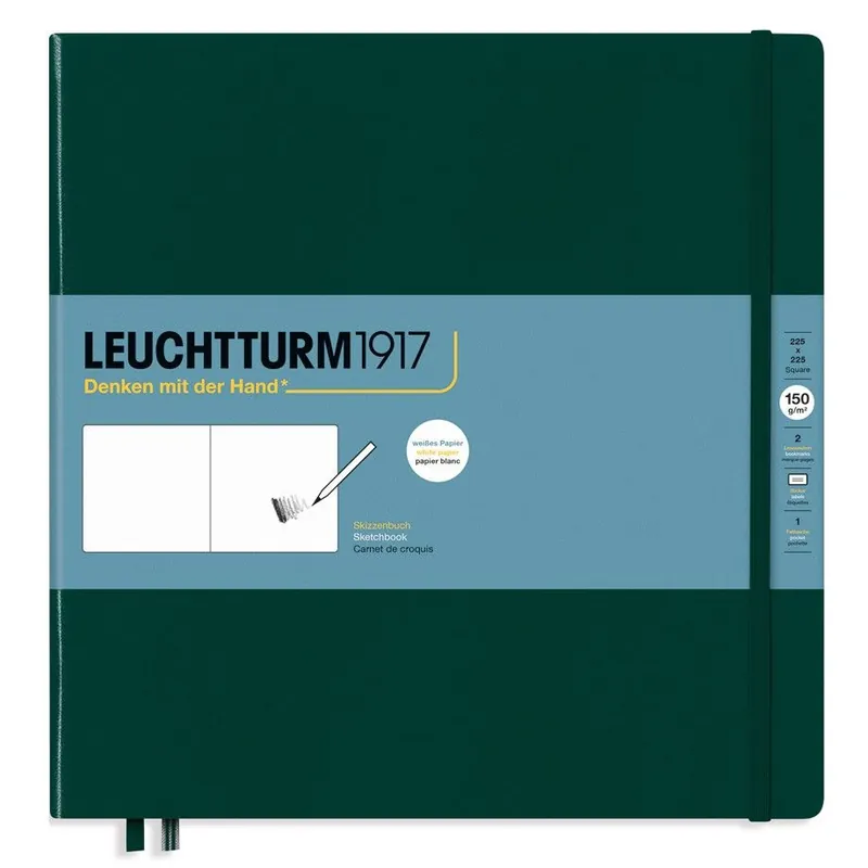 Leuchtturm1917 Sketch book 150gr square – forest green Beperkte Voorraad