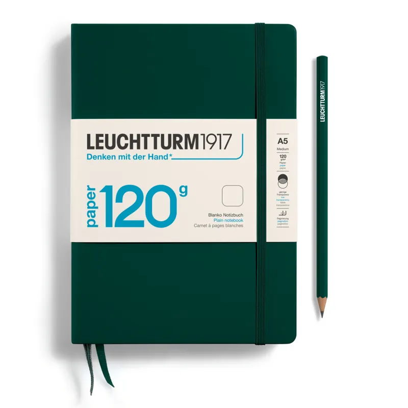Leuchtturm1917 medium – plain – forest green A5 120 grams Populair
