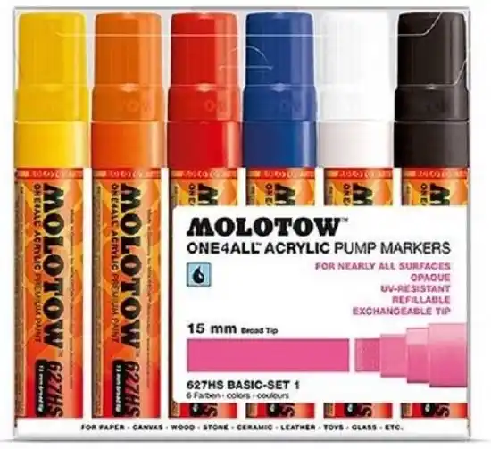 Molotow acrylmarker 15mm basisset 1 6 stuks Shop Nu