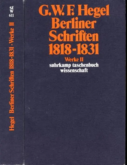Hoge Kwaliteit Berliner Schriften 1818-1831. Werke II. - Hegel, Georg Wilhelm Friedrich.