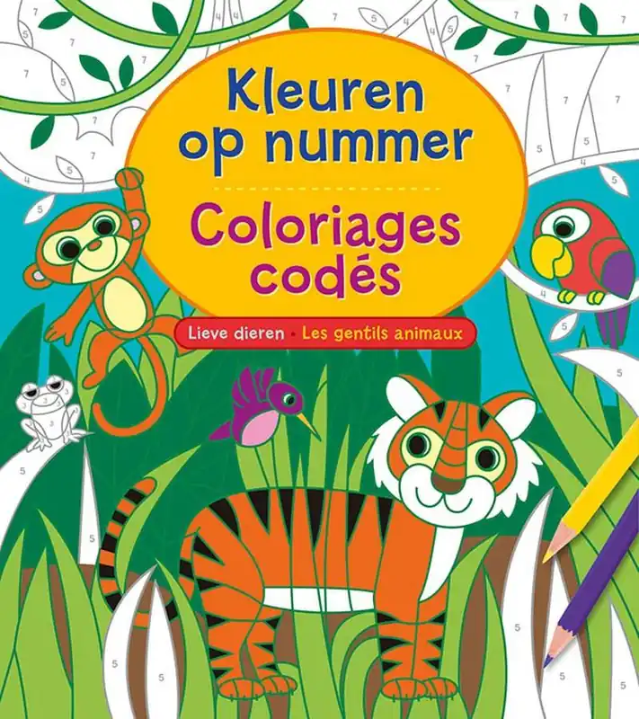 Merkproduct Kleuren op nummer - Lieve dieren / Les gentils animaux - Coloriages codés / Druk 1