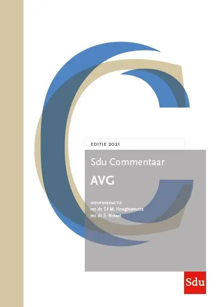 Hoge Kwaliteit Sdu Commentaar AVG Editie 2021 / Druk 1