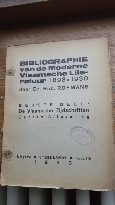 Bibliographie van de Moderne Vlaamsche Literatuur 1893-1930 - Robert Roemans Bestel Nu