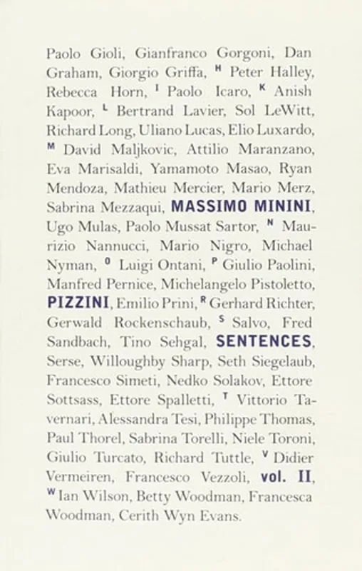Beperkt Aanbod Pizzini - Sentences: Vol. II - Massimo Minini