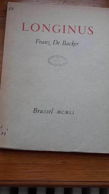 Longinus - Franz de Backer Weekendaanbieding