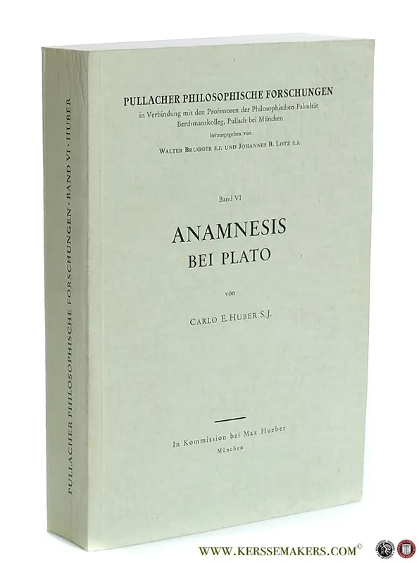 Gecertificeerd Anamnesis bei Plato. - Huber, Carlo E.