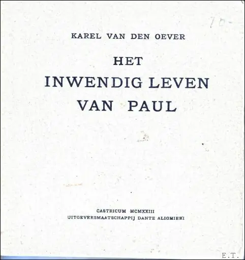 inwendig leven van Paul - Oever, Karel van den Superprijs